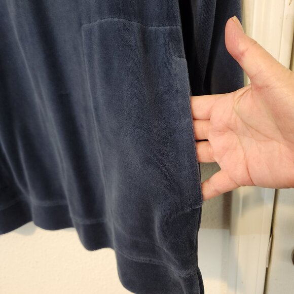 Denim & Company Velour Top Pullover Womens Small Long Sleeve Pockets Blue - Picture 11 of 16